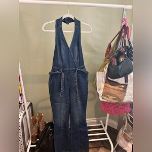 Venus Halter Denim Jumpsuit Size 8